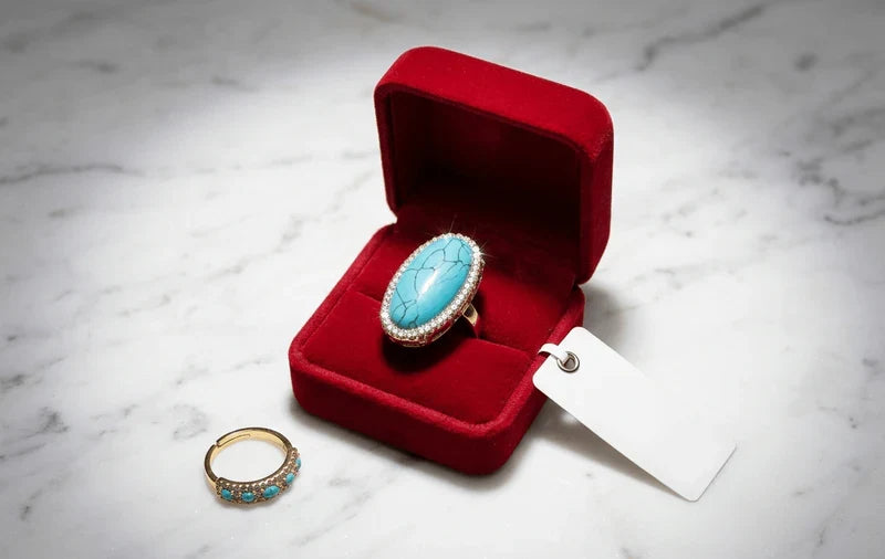 Turquoise Oval Crystal Statement Ring